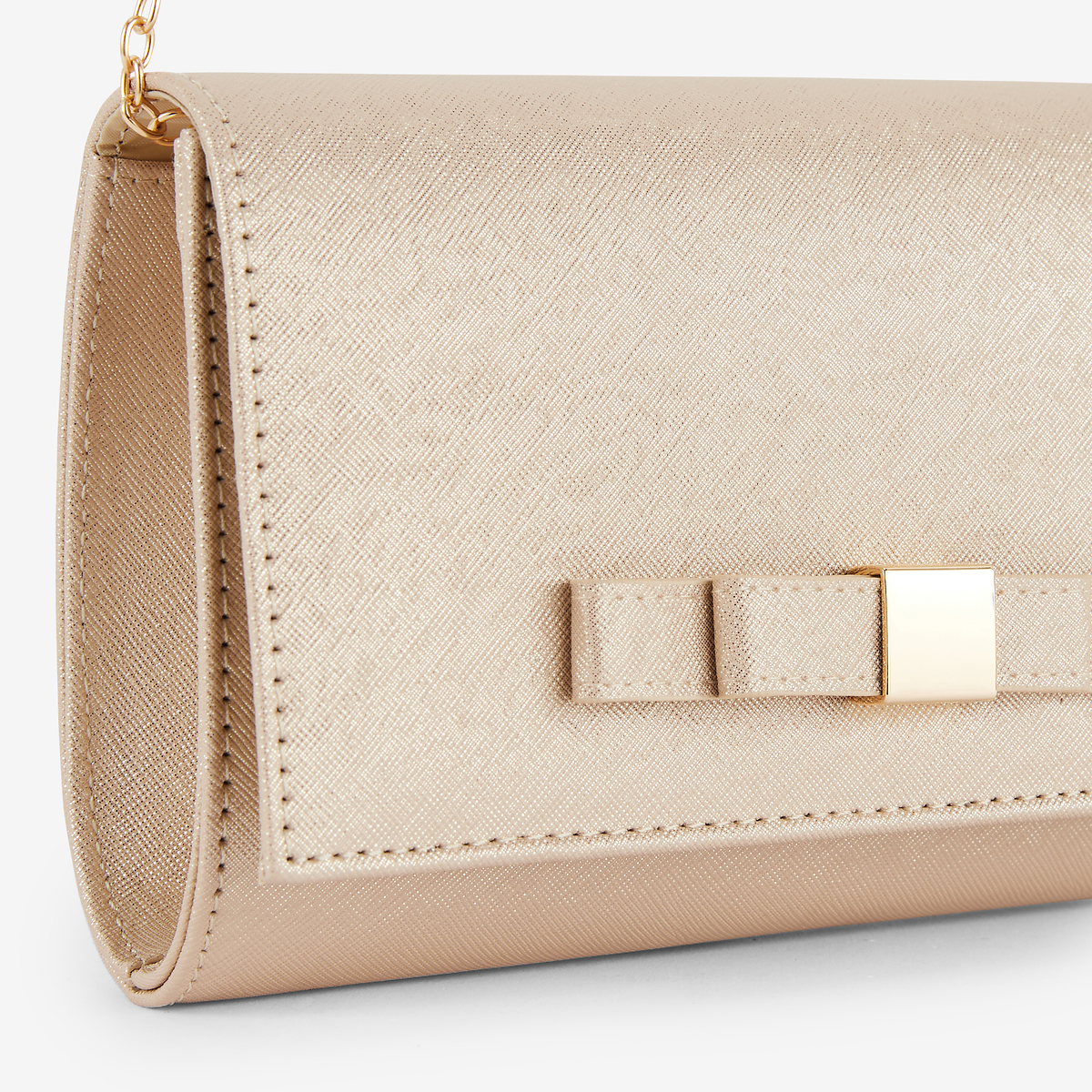 Pochette brillante doré avec nœud et boucle