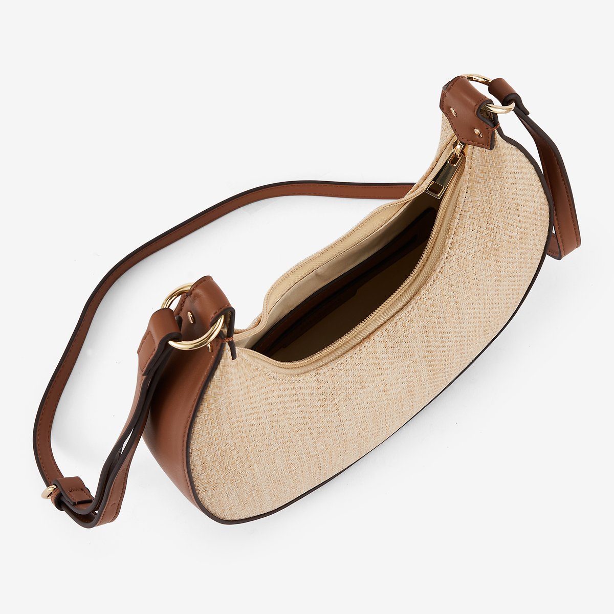 Sac porté épaule demi lune effet paille