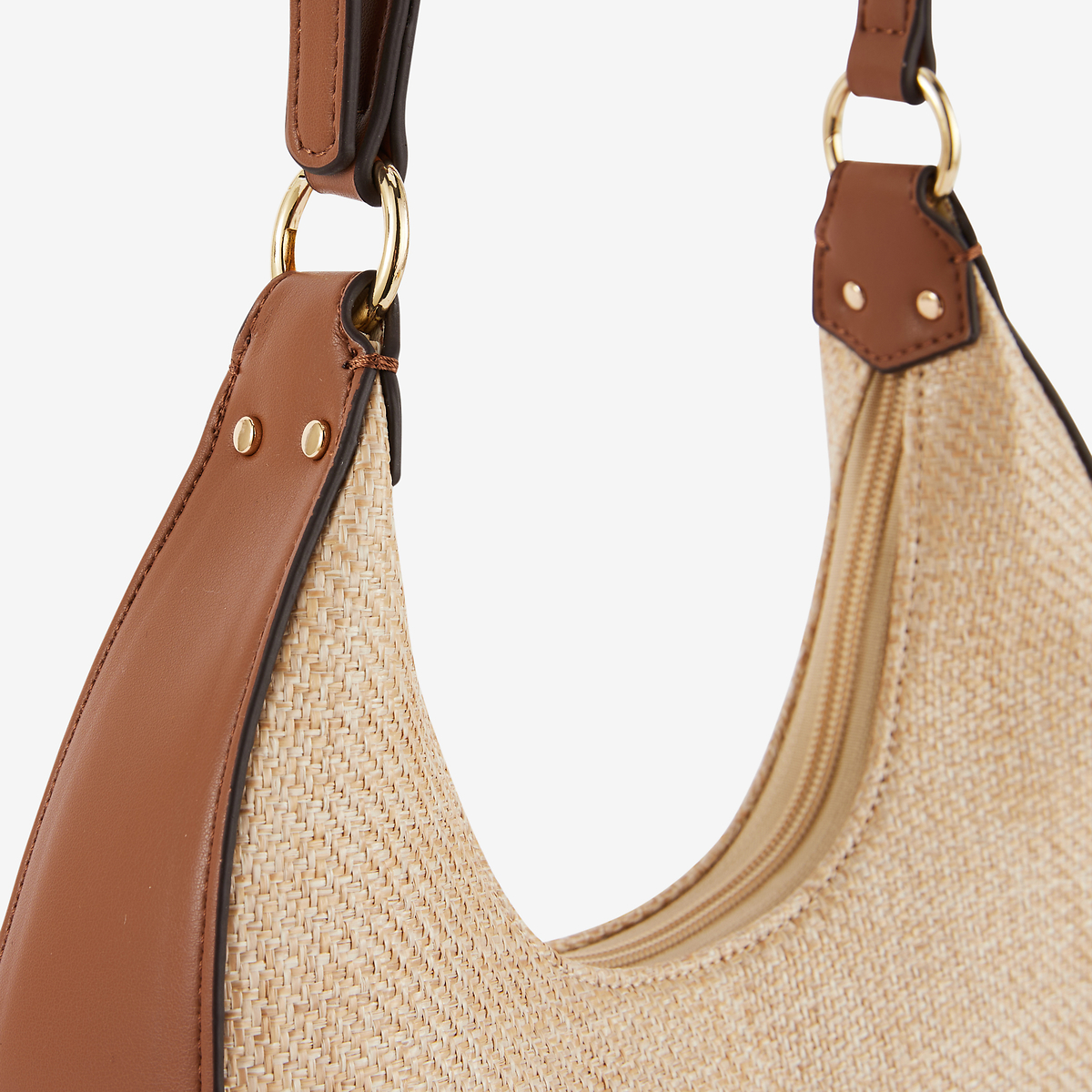 Sac porté épaule demi lune effet paille