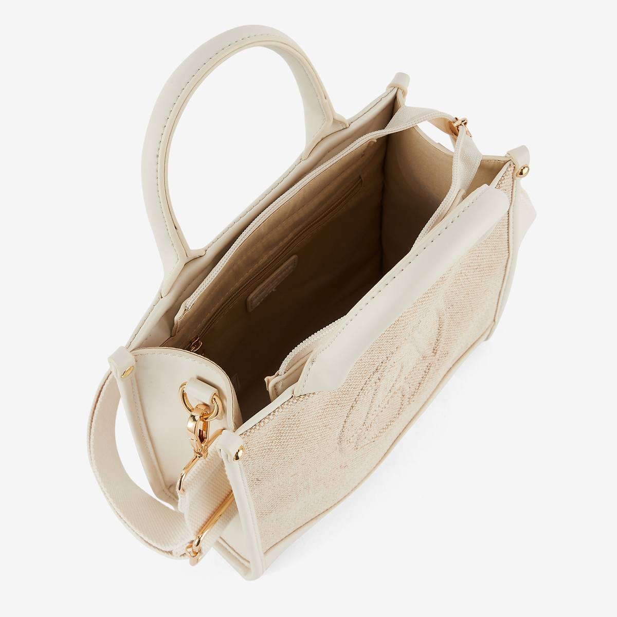 Sac porté main bi-matière ivoire