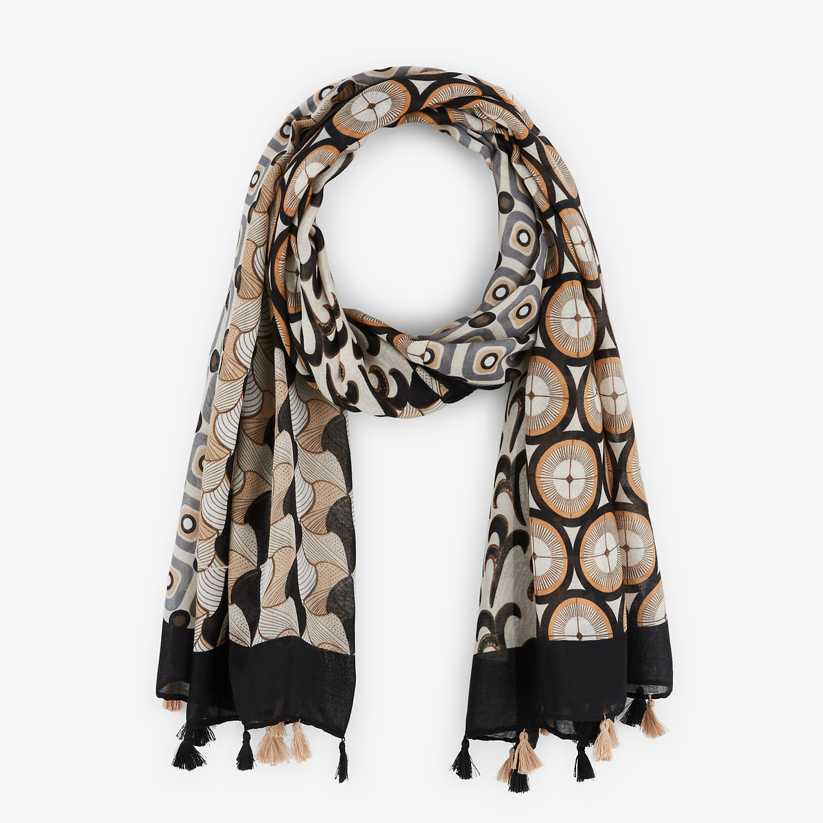 Foulard à motifs beige et marron