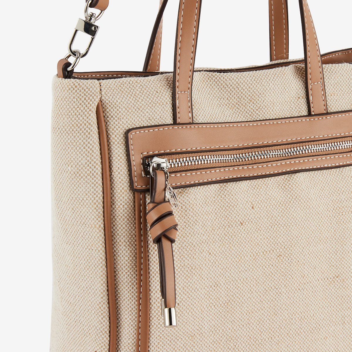Sac à dos bi matière beige et camel