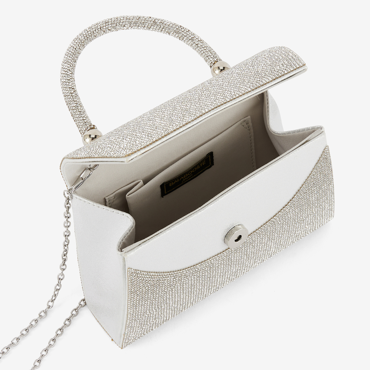 Petit sac à main strass argenté