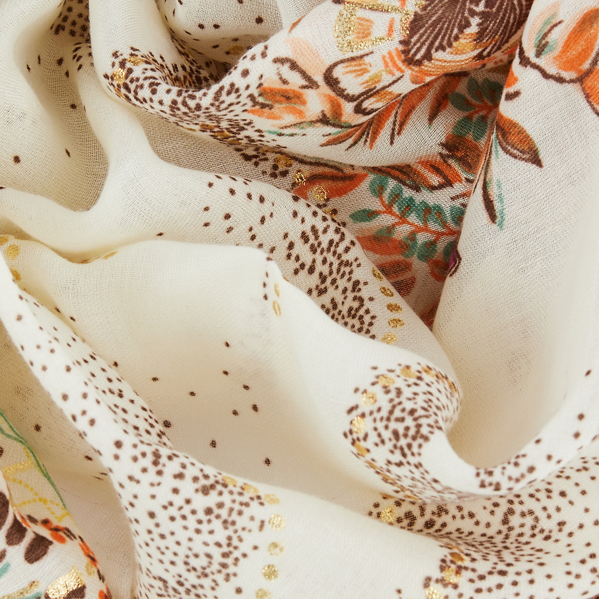Foulard à motifs beige et orange