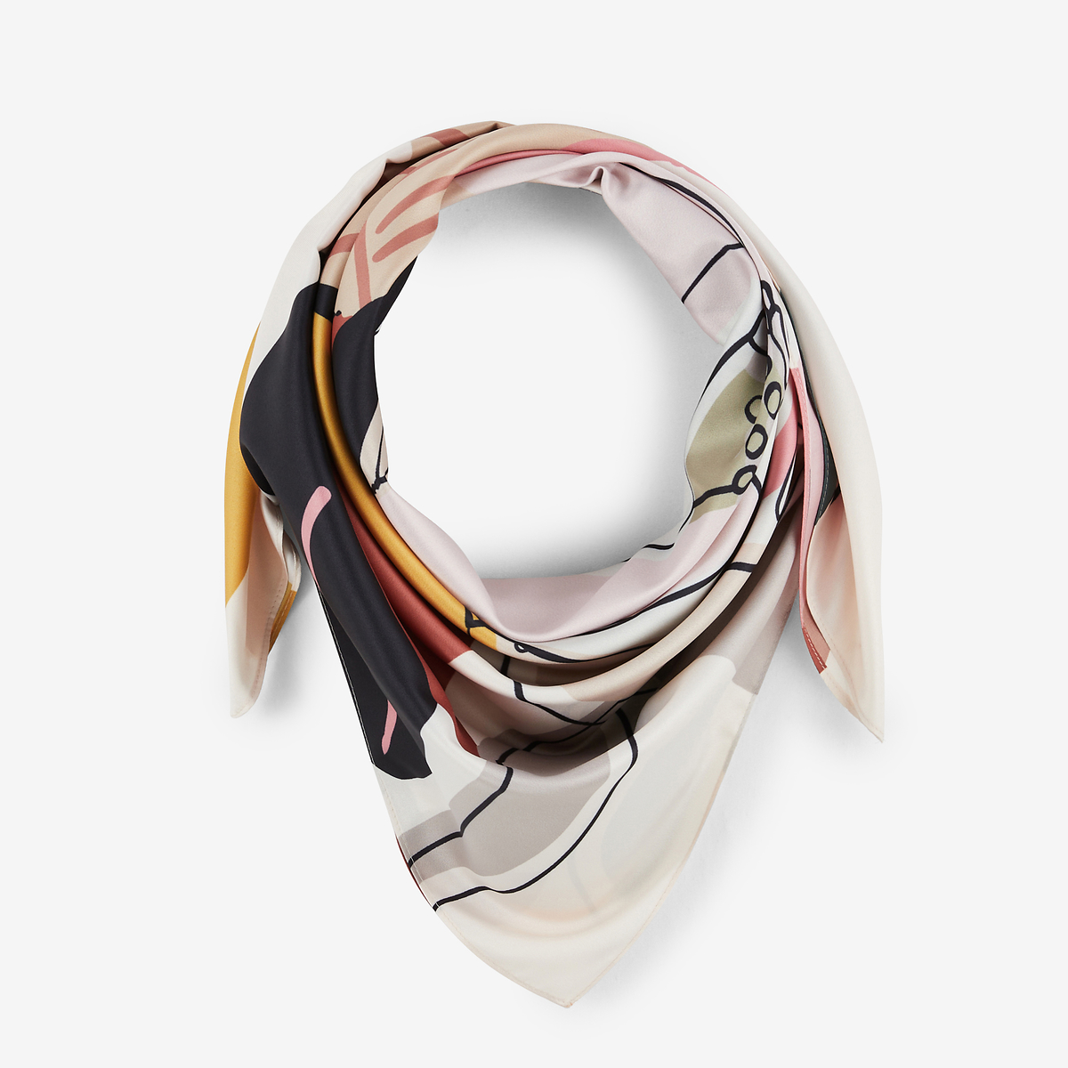 Foulard carré motif floral et abstrait multicolore