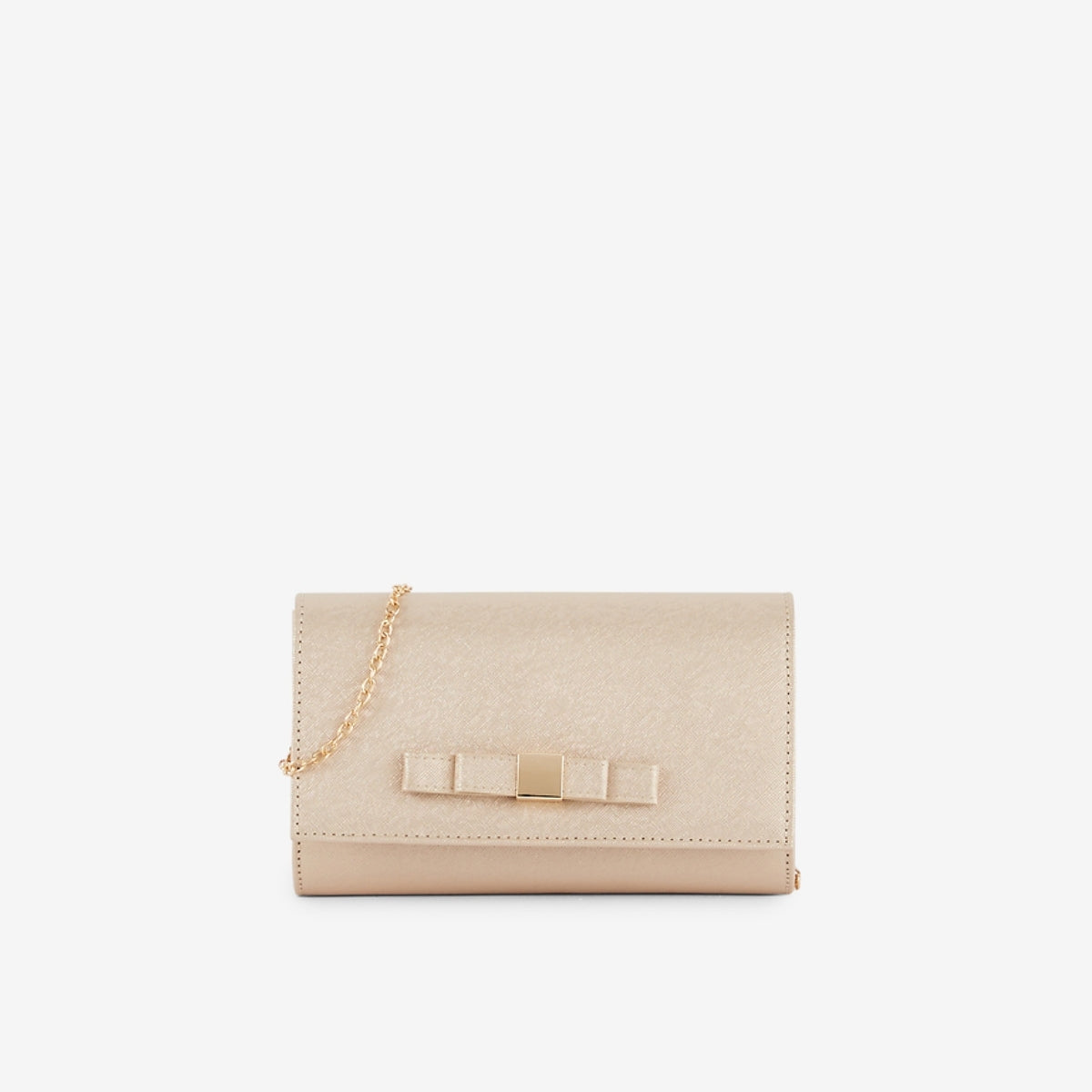 Pochette brillante doré avec nœud et boucle