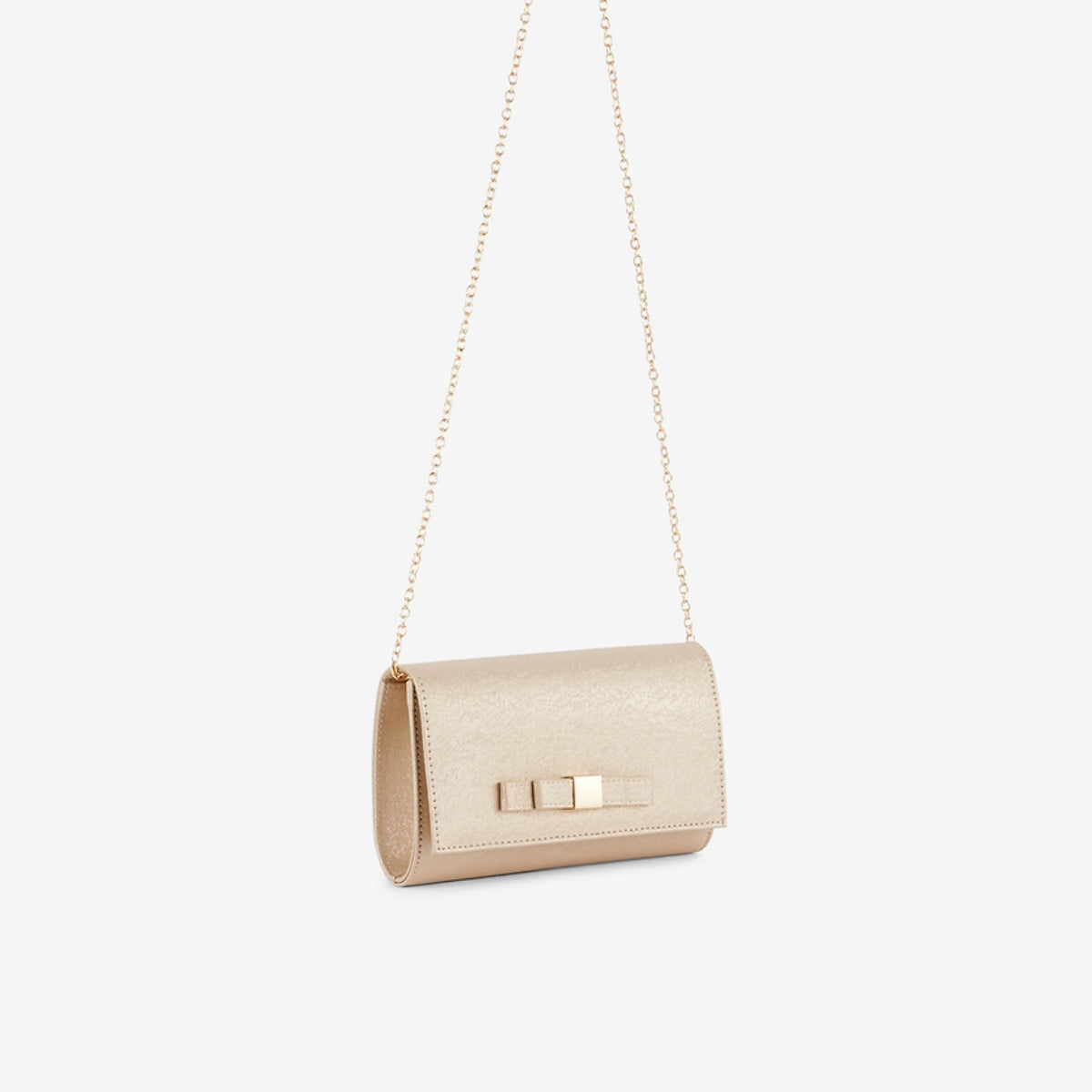 Pochette brillante doré avec nœud et boucle