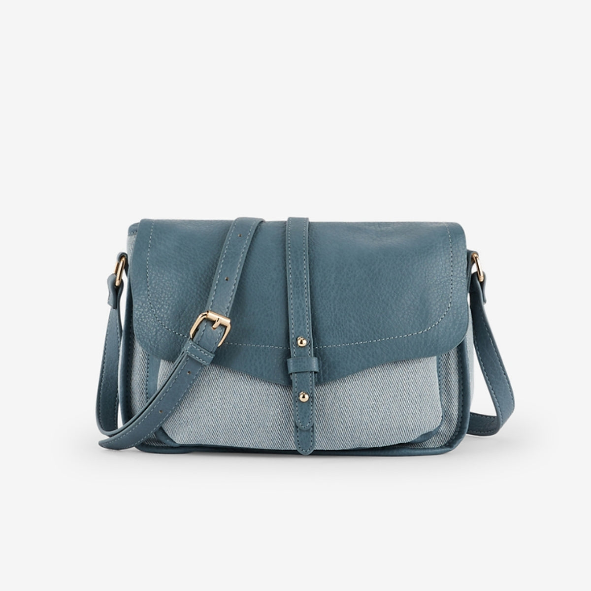 Sac à bandoulière bi-matière bleu