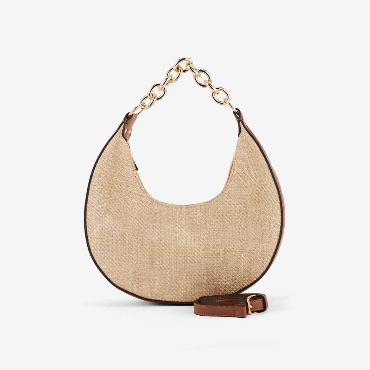 Sac porté épaule demi lune effet paille