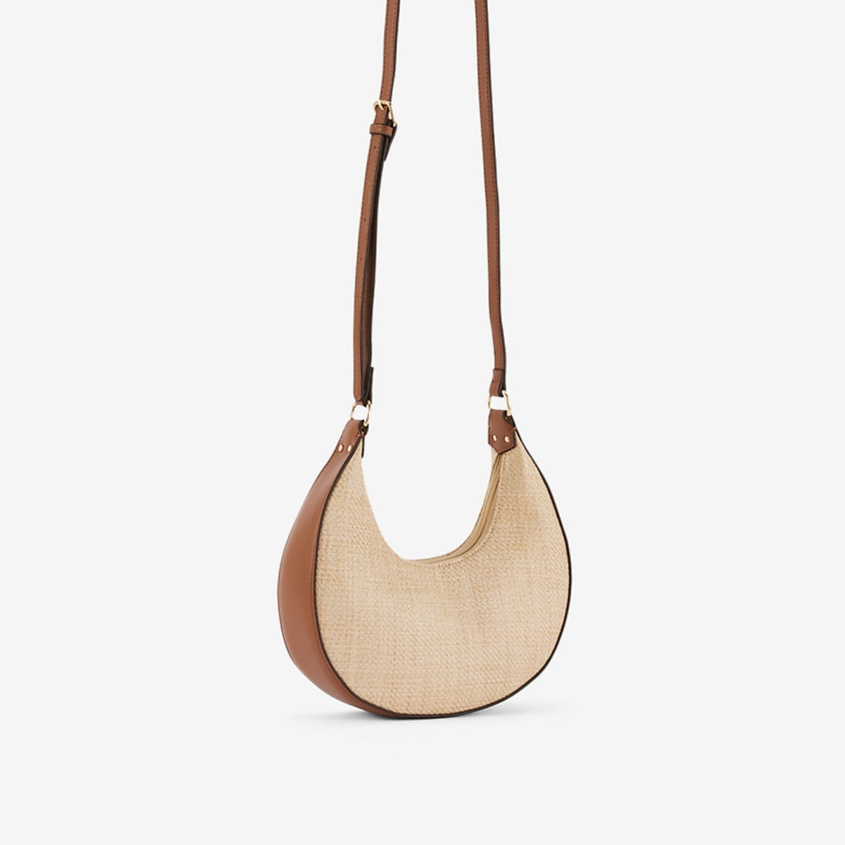 Sac porté épaule demi lune effet paille