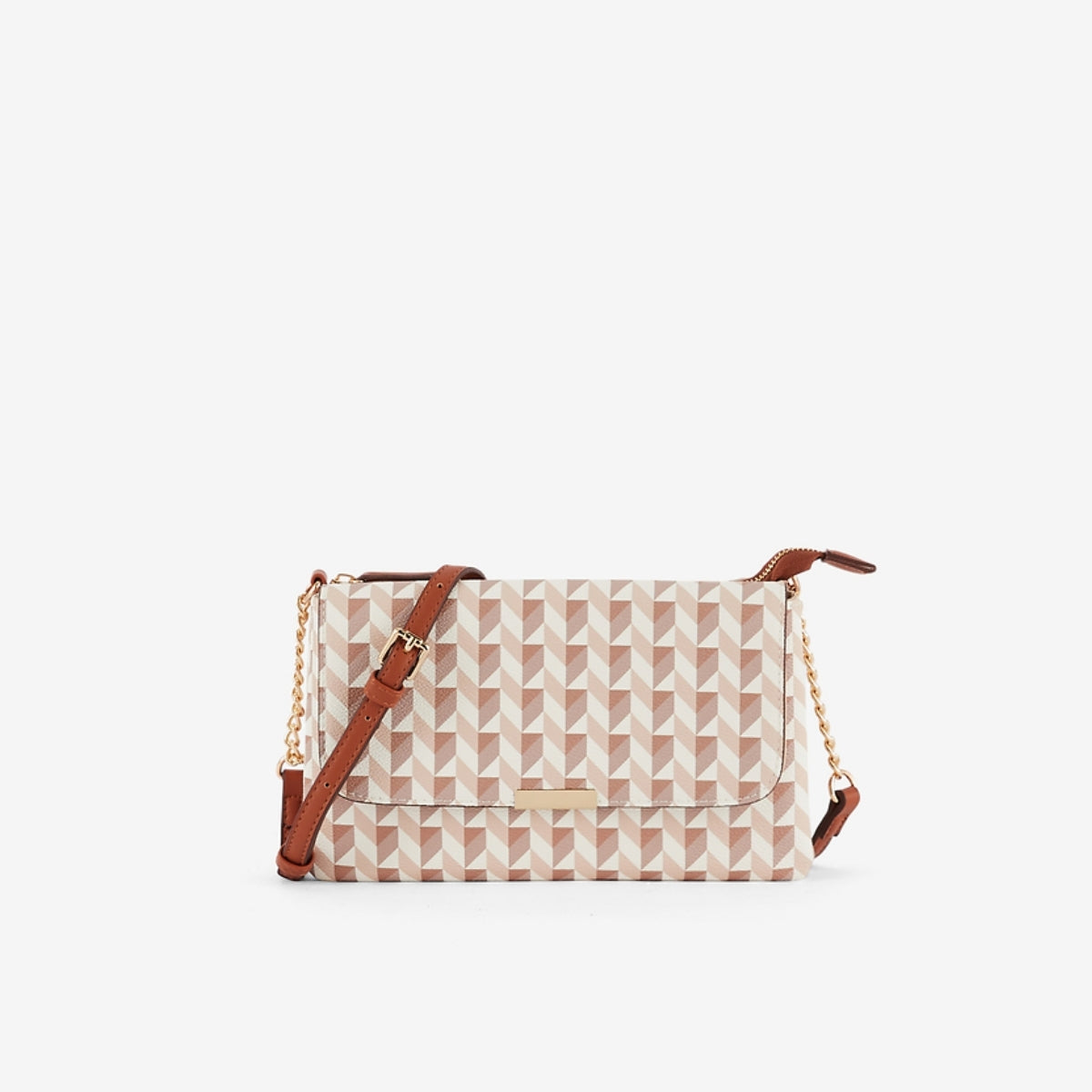 Sac à bandoulière à motif monogramme beige