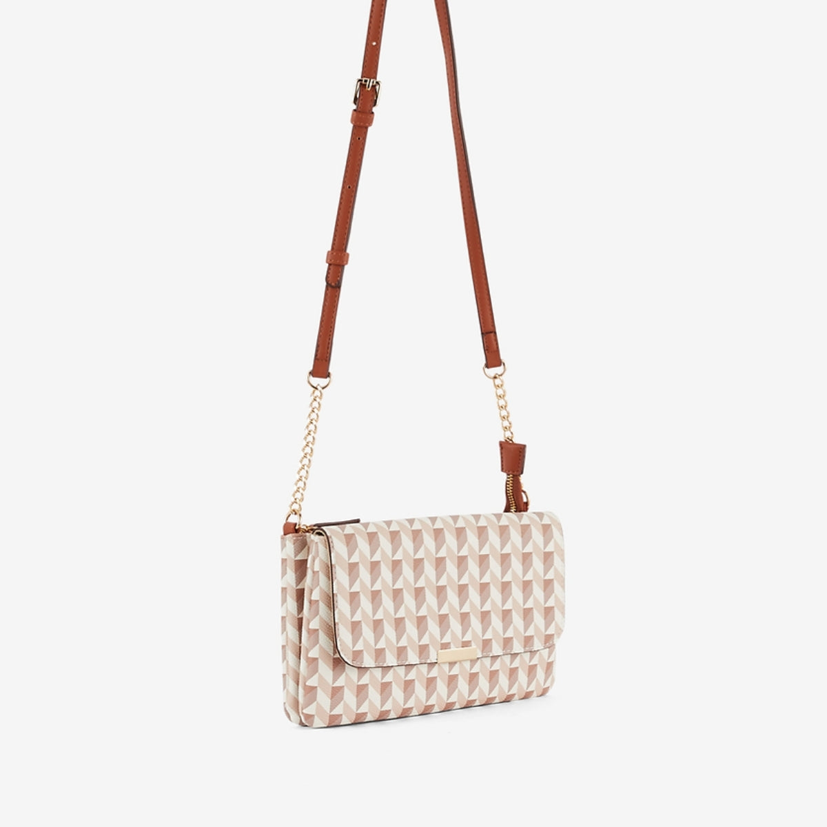 Sac à bandoulière à motif monogramme beige