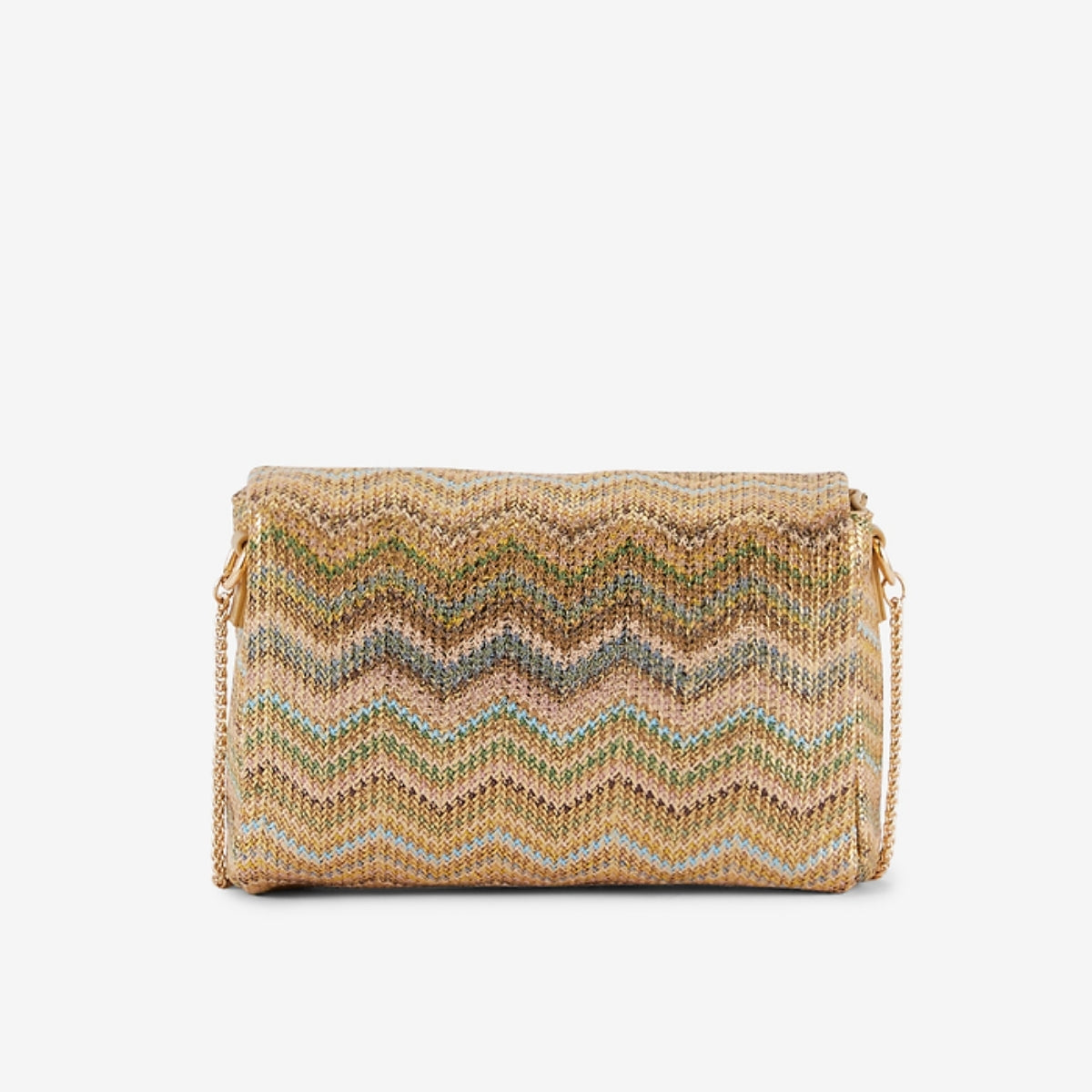 Sac à bandoulière effet paille motif zigzag multicolore