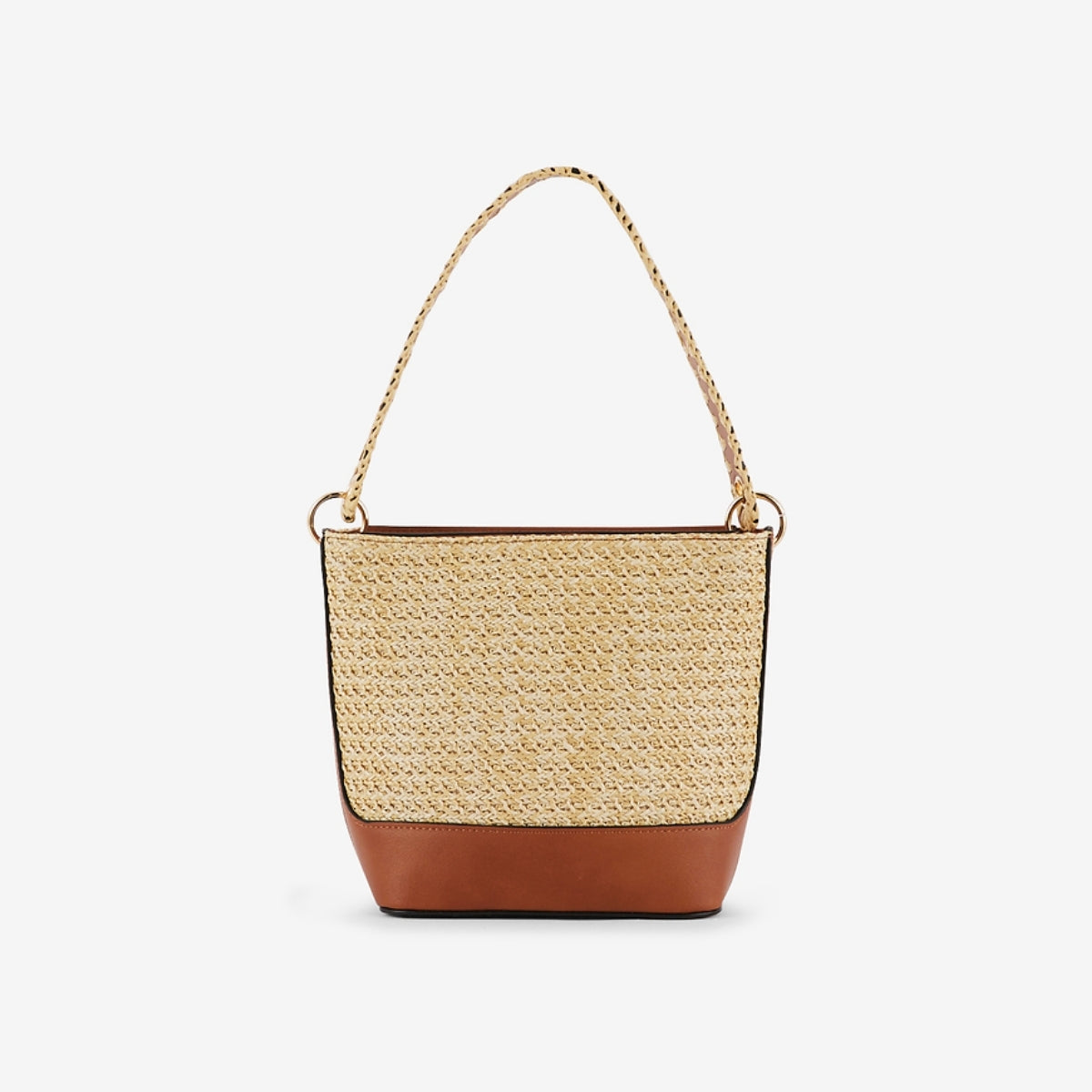 Petit sac seau effet paille camel