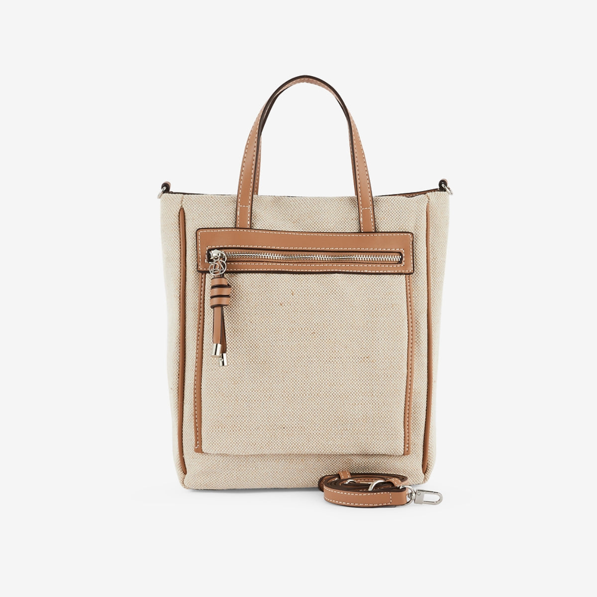 Sac à dos bi matière beige et camel