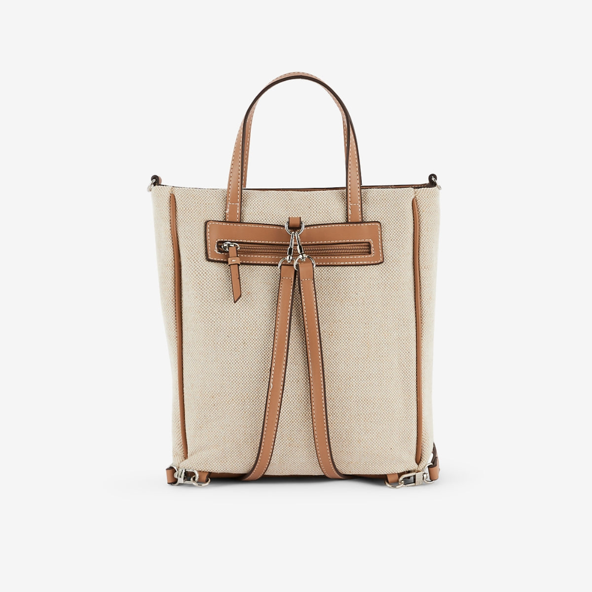 Sac à dos bi matière beige et camel