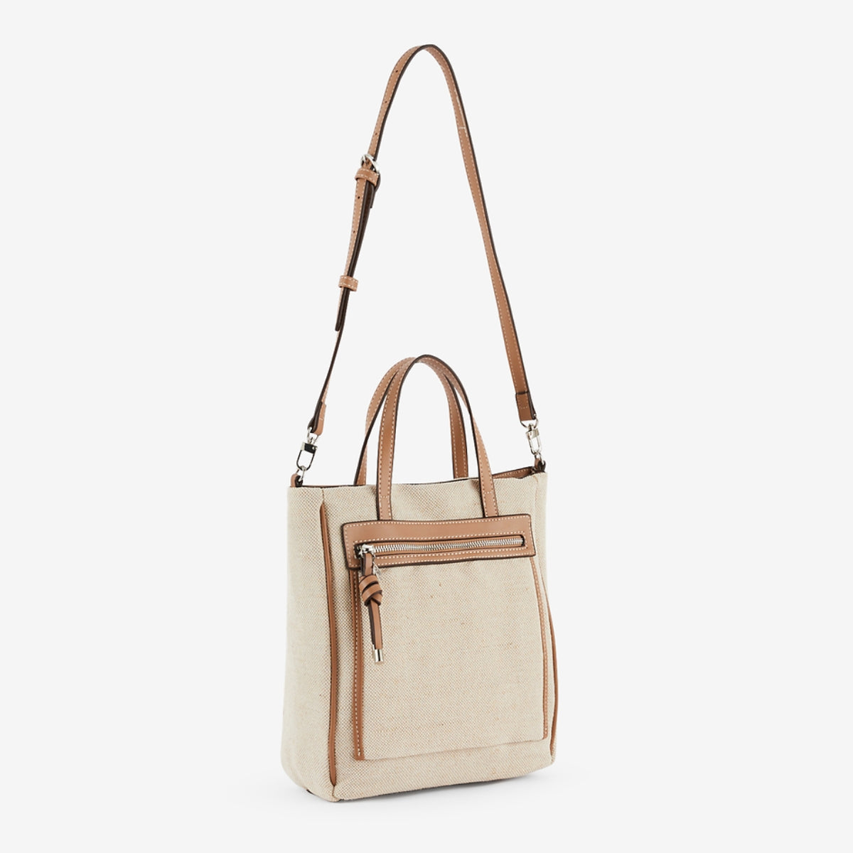 Sac à dos bi matière beige et camel