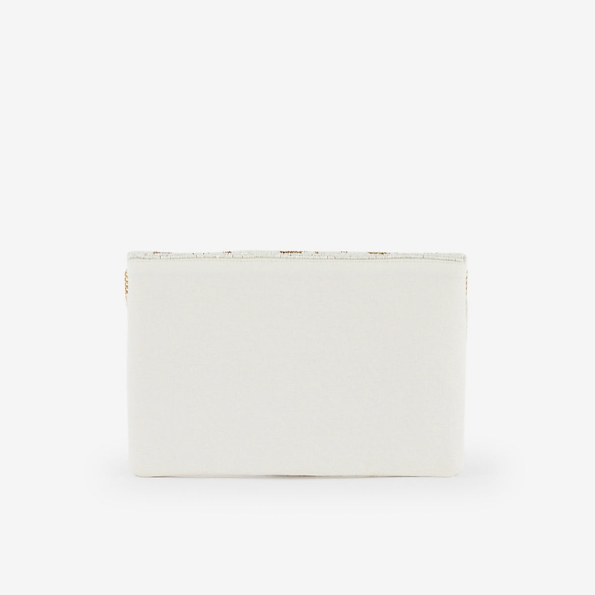 Pochette perlée à motif fleurs ivoire