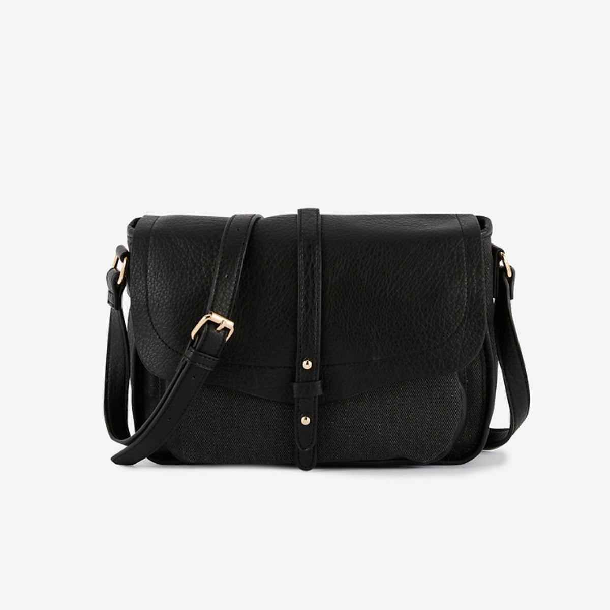 Sac à bandoulière bi-matière noir