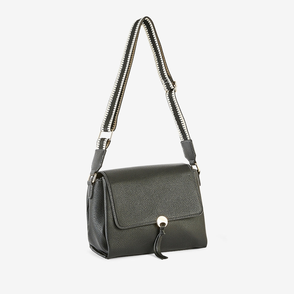 Sac à bandoulière effet grainé noir