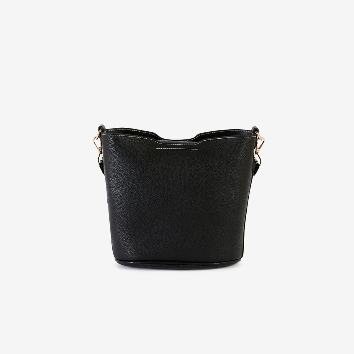 Sac seau noir effet grainé bandoulière à motifs