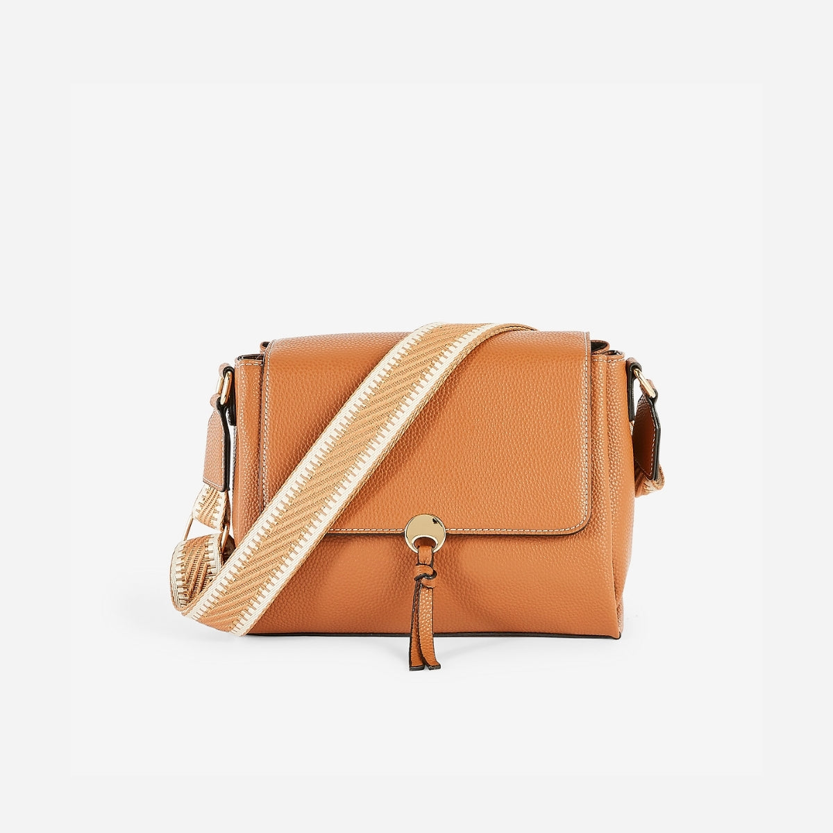 Sac à bandoulière effet grainé camel