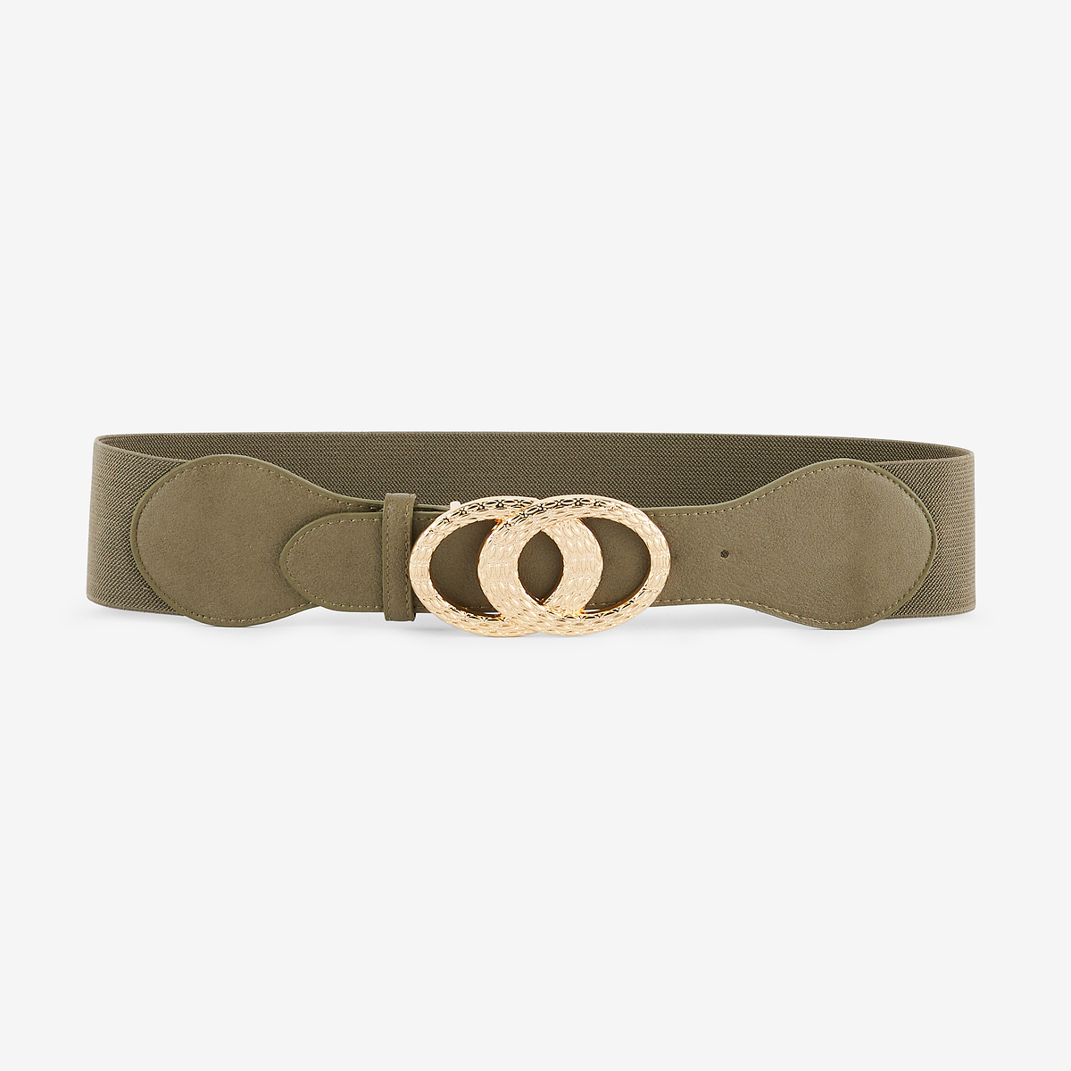 Ceinture élastique kaki à double boucle