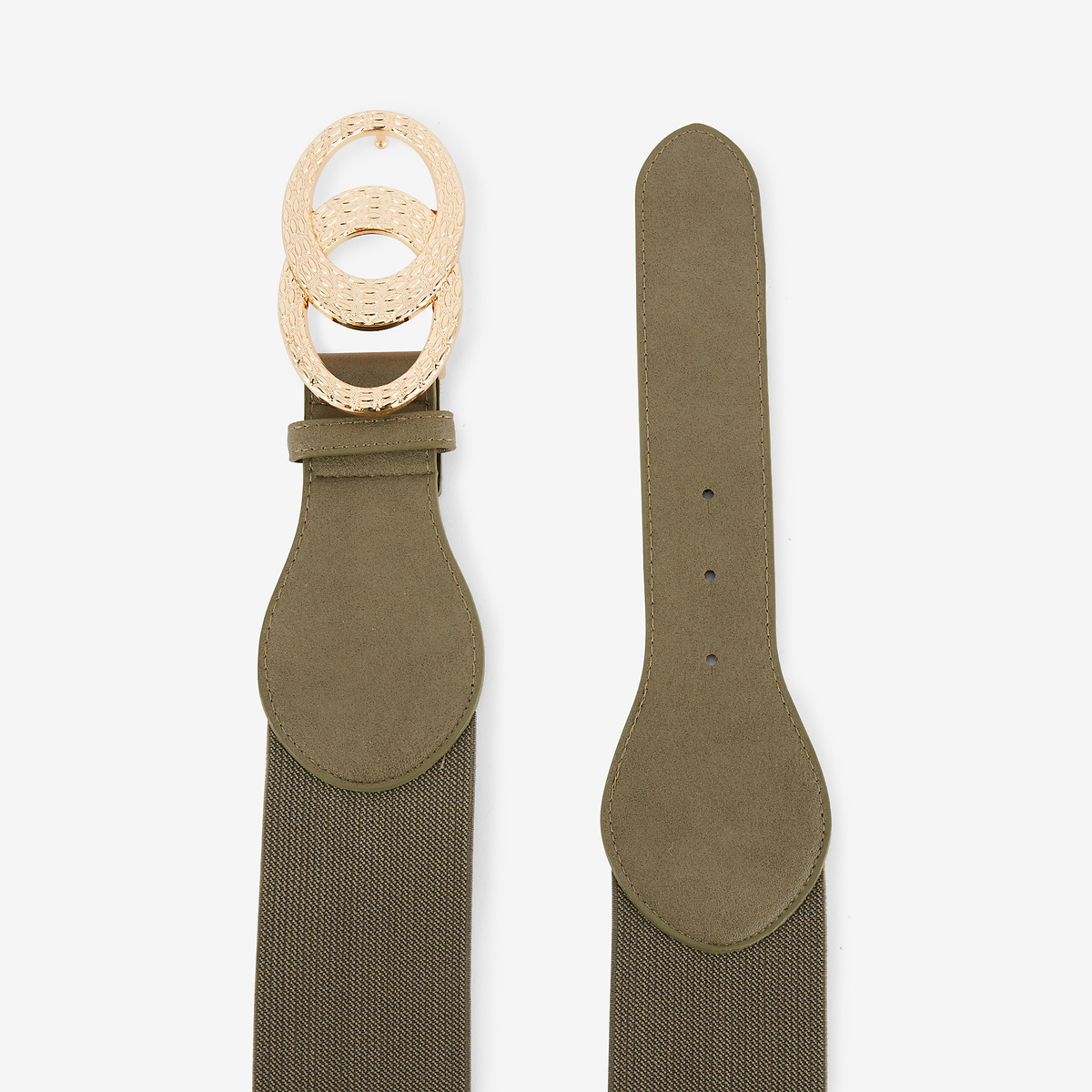 Ceinture élastique kaki à double boucle