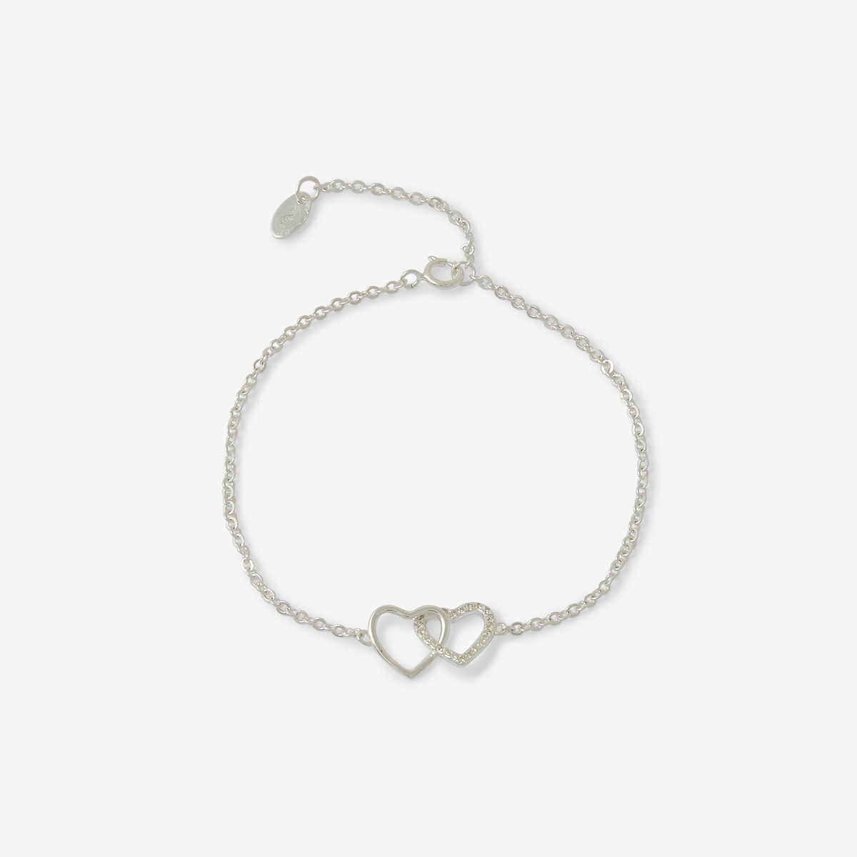 Bracelet chaine fine avec cœurs entremêlés zircon - argent garanti 925
