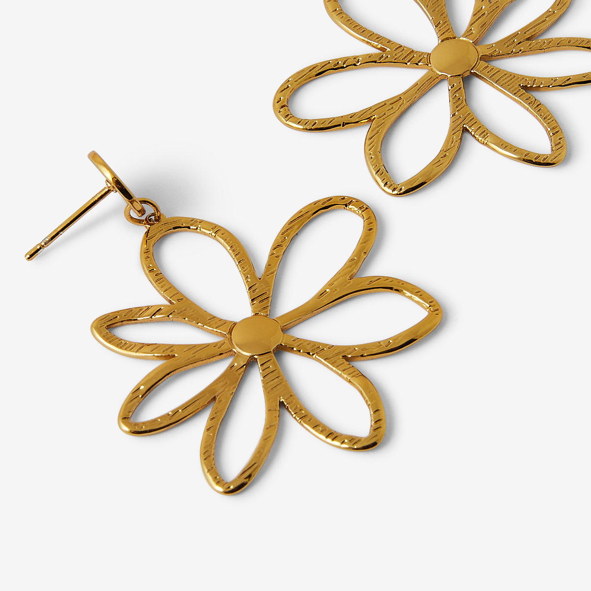 Boucles d'oreilles pendantes fleurs acier inoxydable