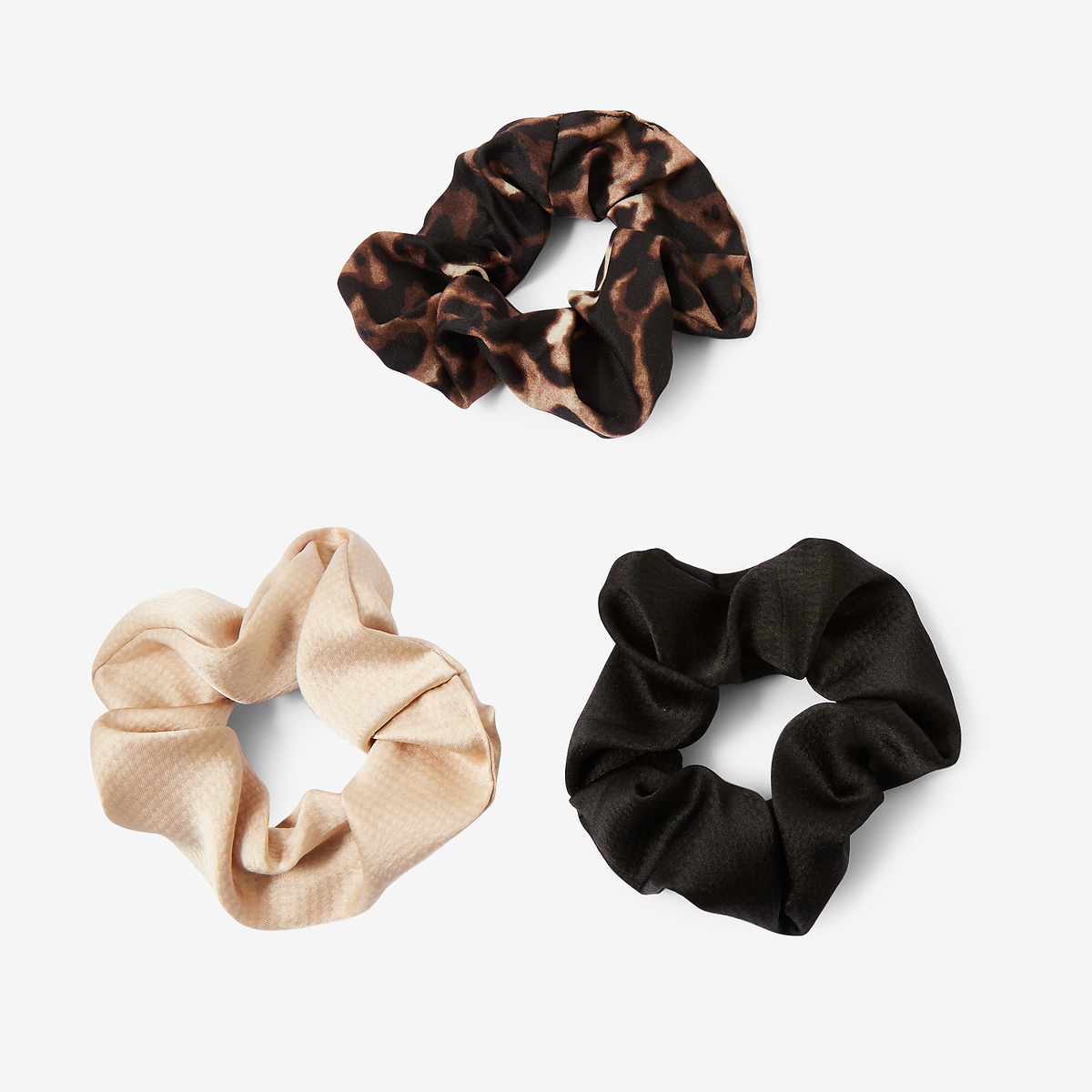 Set de 3 chouchous unis et motif léopard