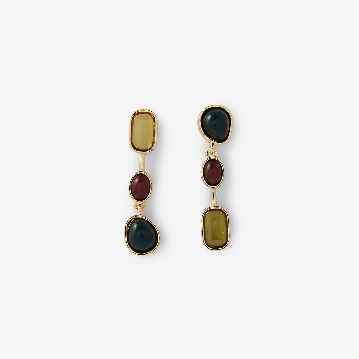 Boucles d'oreilles à cabochons verts asymétriques