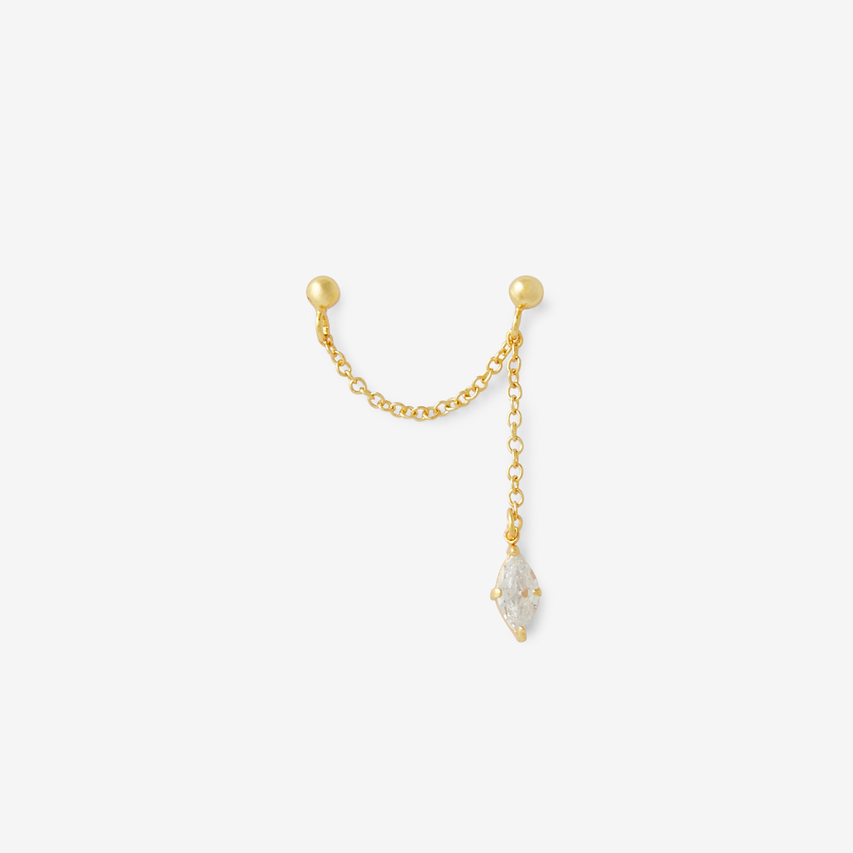 Bijoux d'oreilles chaîne et navette de zirconium