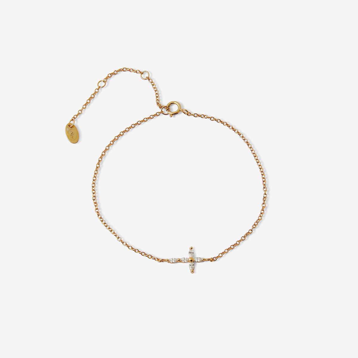 Bracelet chaine fine avec croix en zirconium argent garanti