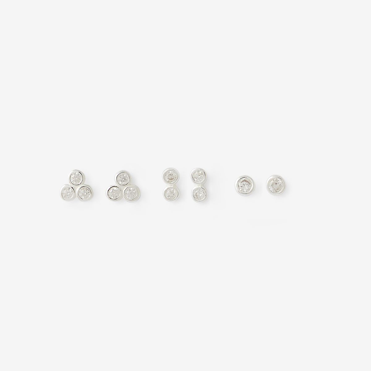 Set 3 paires de puces d'oreilles zircon - argent 925