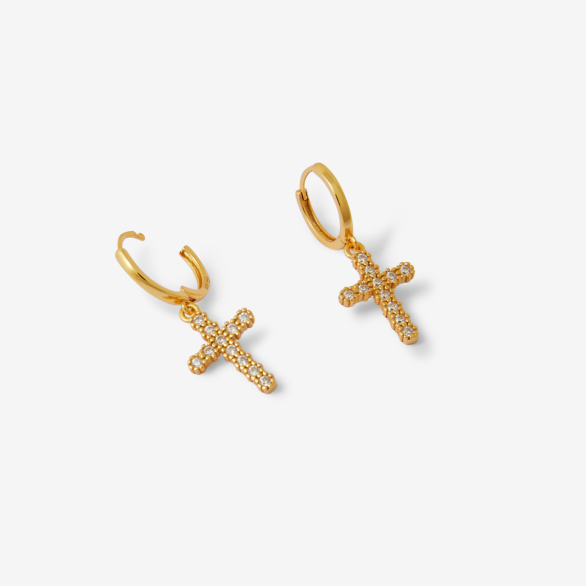 Boucles d'oreilles pendentif croix zircon et argent garanti 925
