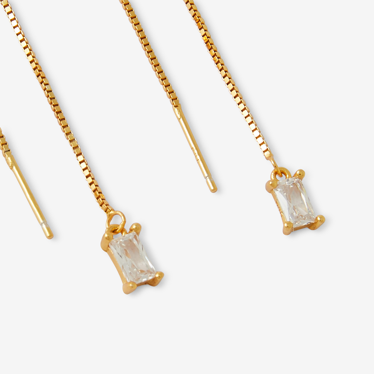 Boucles d'oreilles chaine avec zircon - argent garanti 925 doré