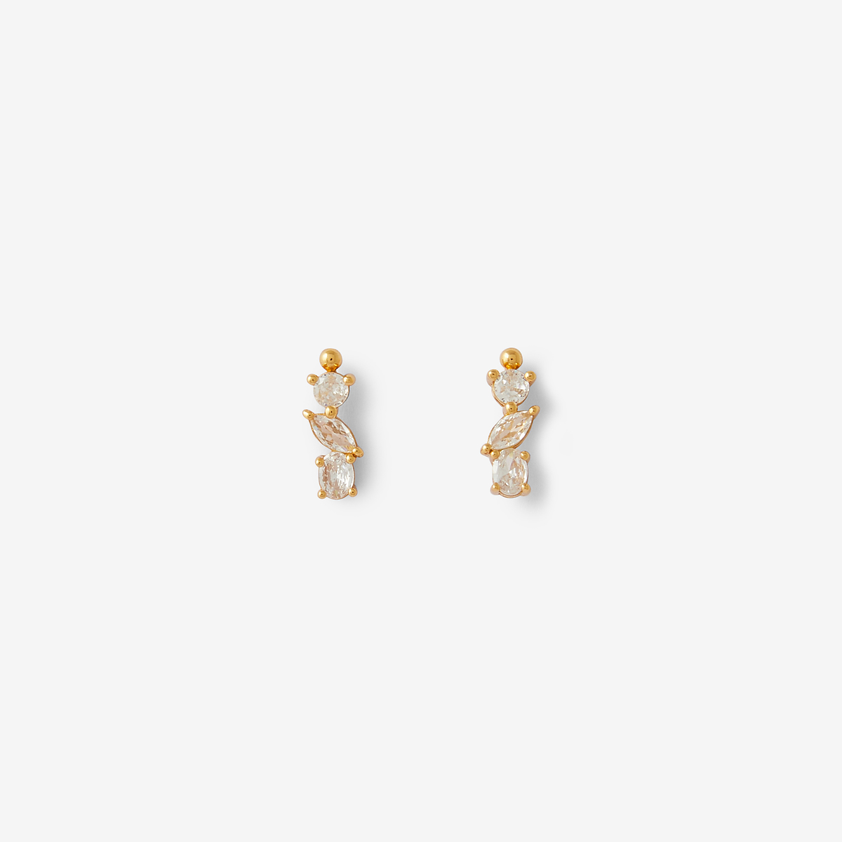 Puces d'oreilles navettes de zircon - argent garanti 925