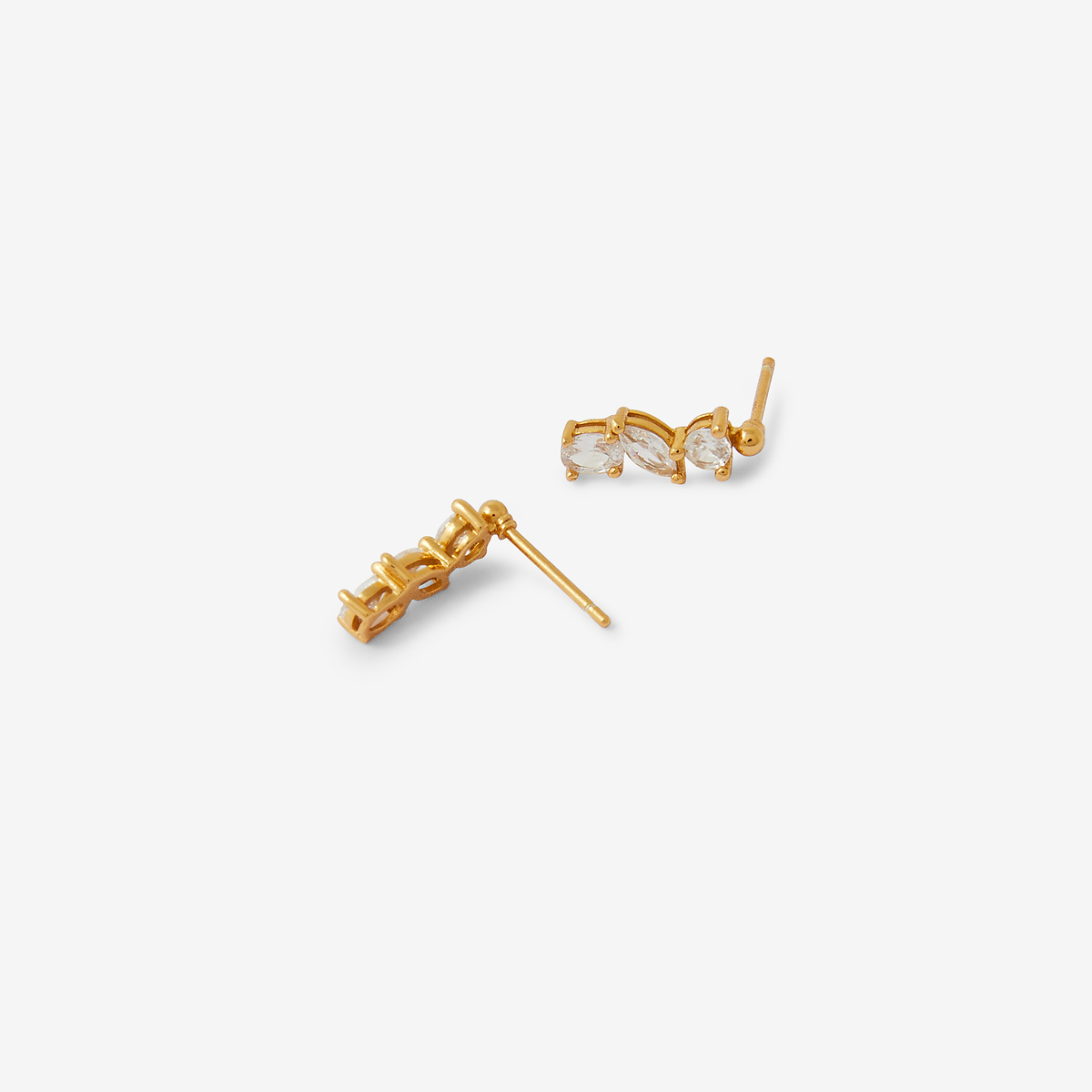 Puces d'oreilles navettes de zircon - argent garanti 925