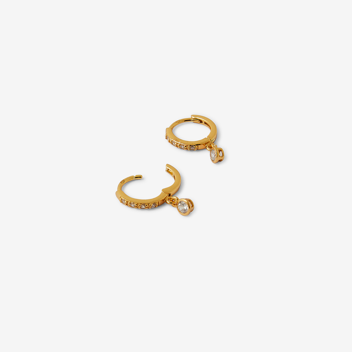 Petites créoles argent garanti doré avec strass de zirconium