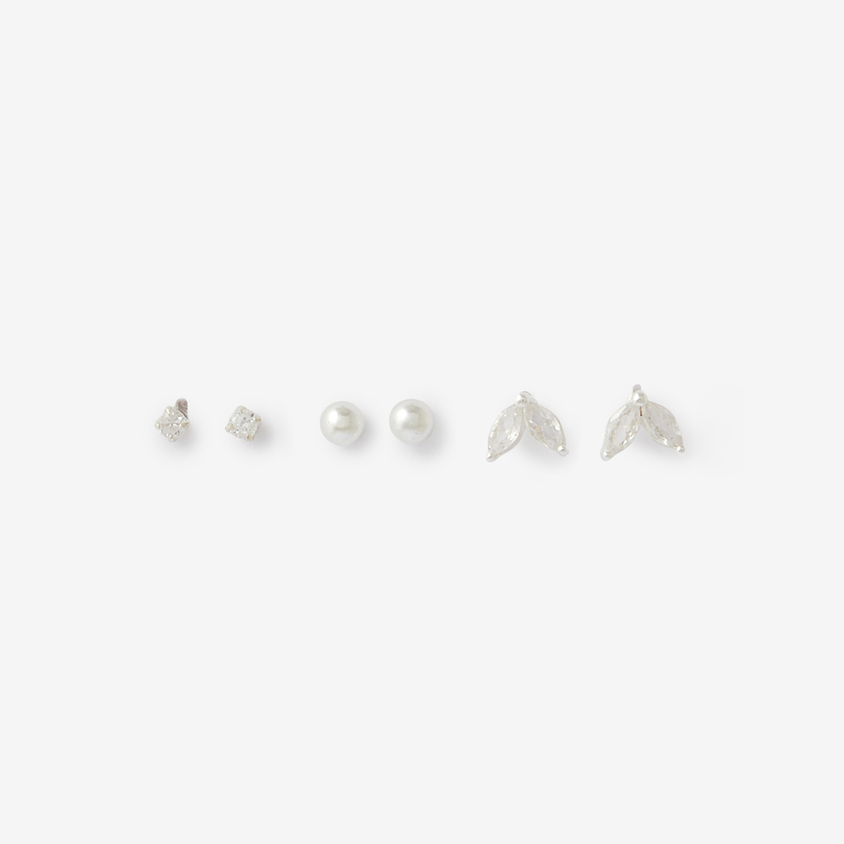 Set x3 puces d'oreilles argent garanti et zirconium