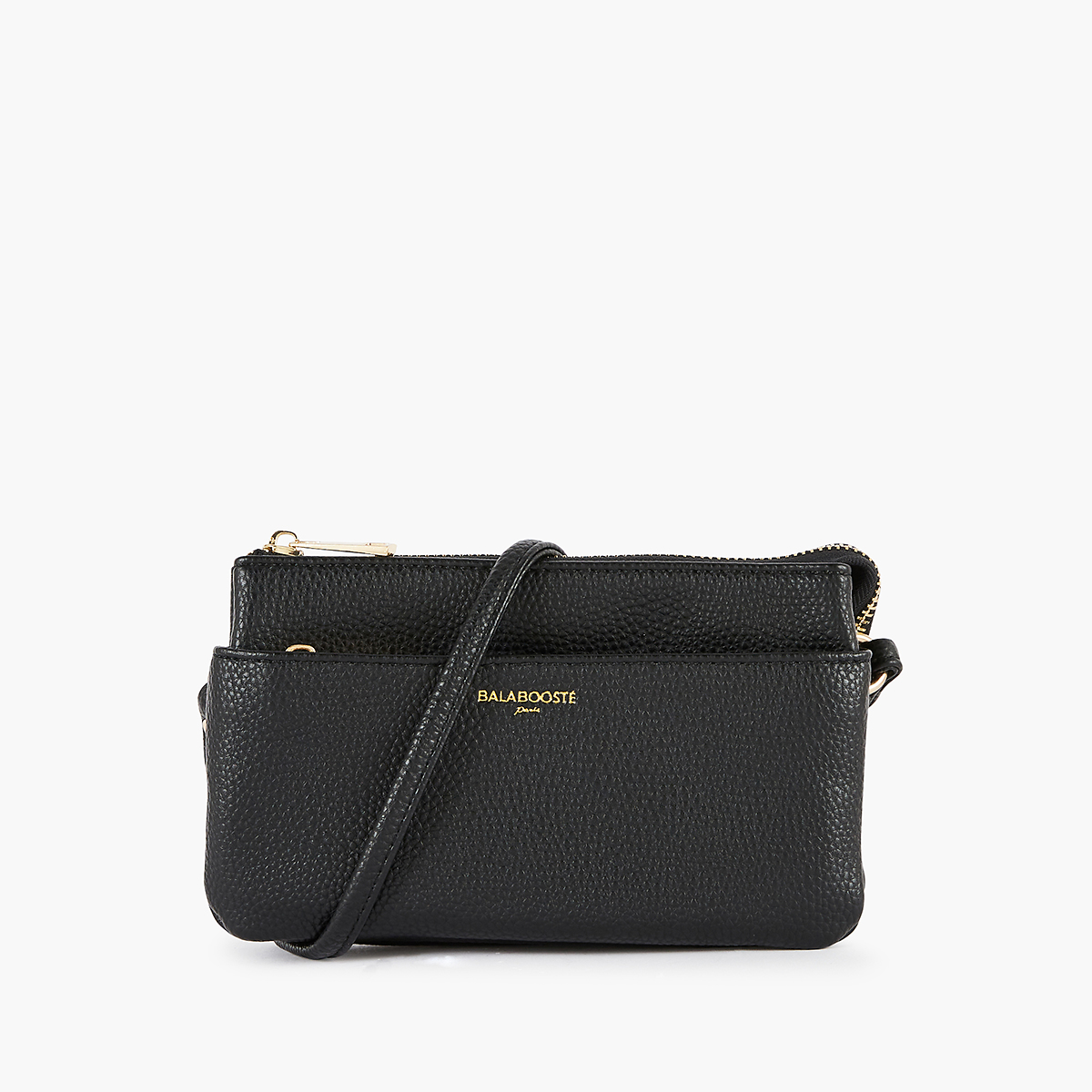 Sac bandoulière tri-pocket effet grainé noir