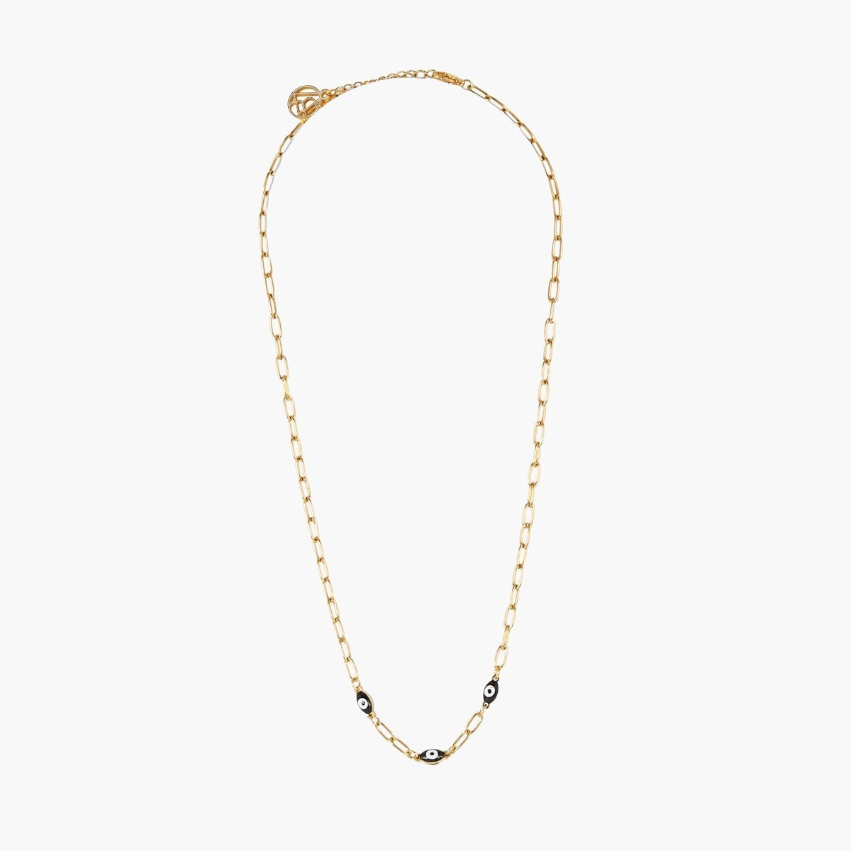 Collier perles œil acier inoxydable doré