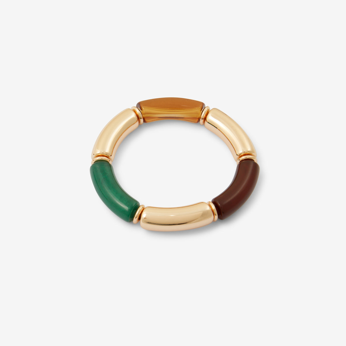 Bracelet tubes en résine marron et vert