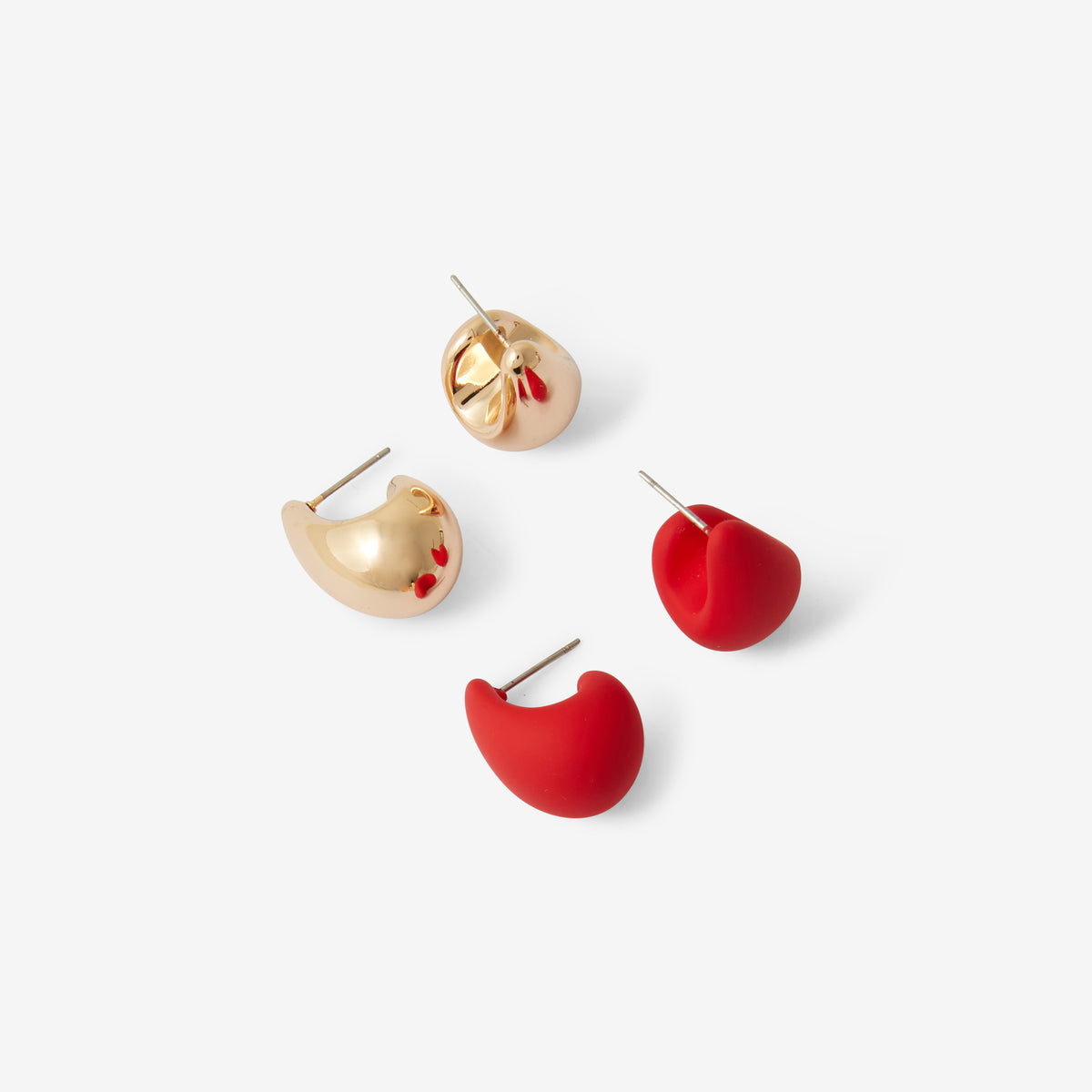 Set de 2 créoles gouttes rouges et dorées