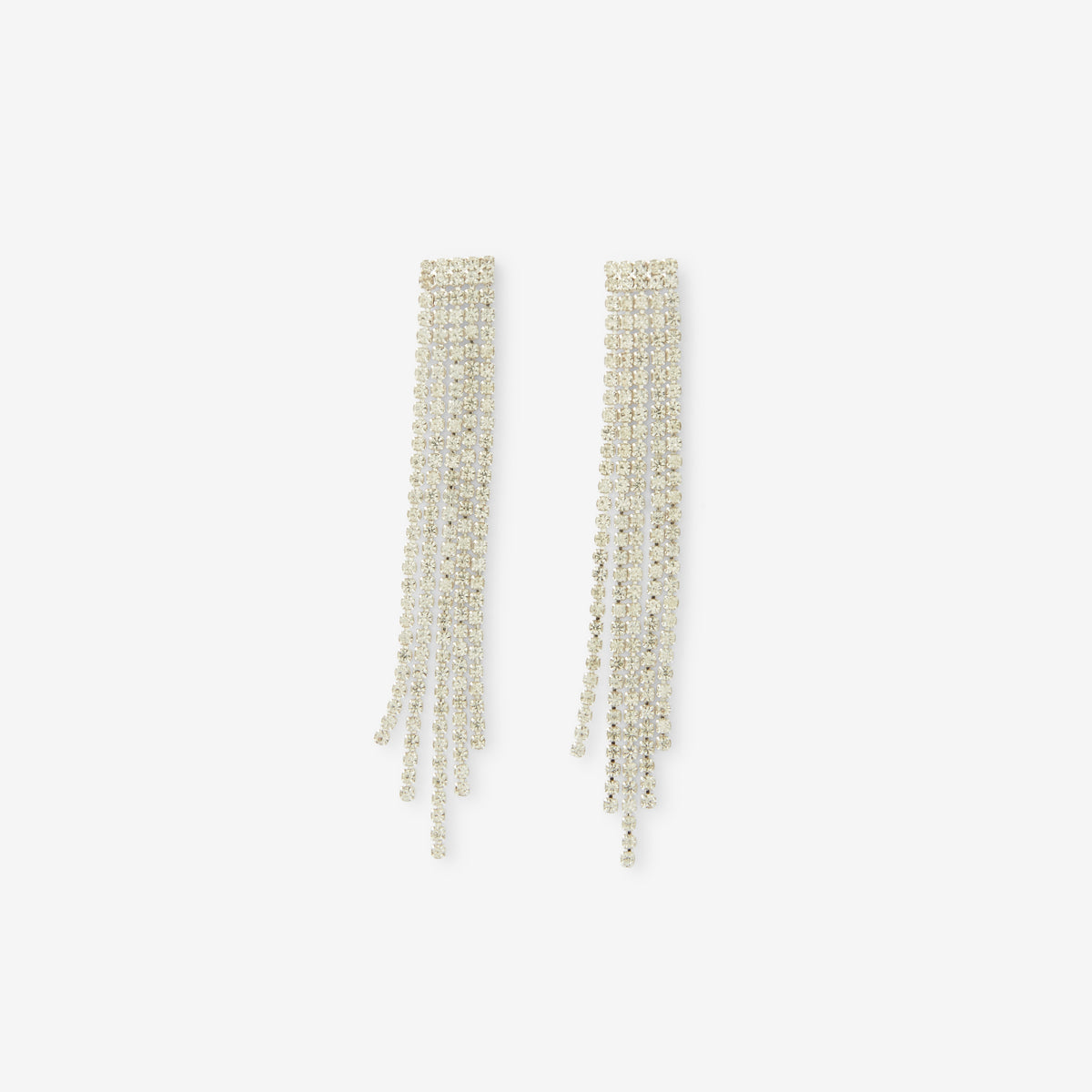 Boucles d'oreilles longues à strass argentées