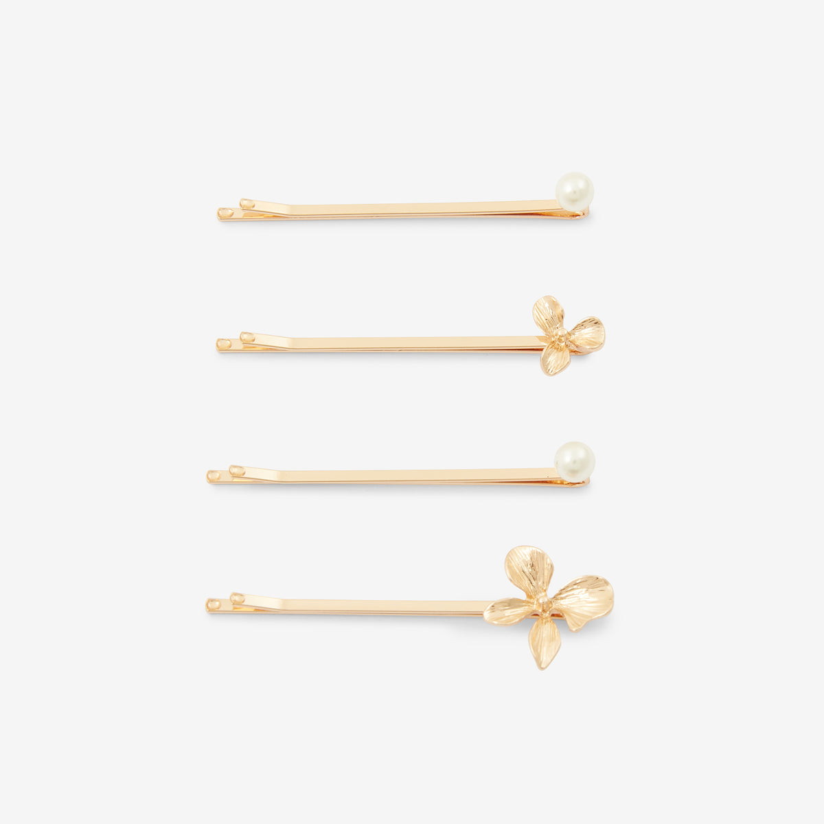 Set de 4 épingles à cheveux fleurs et perles