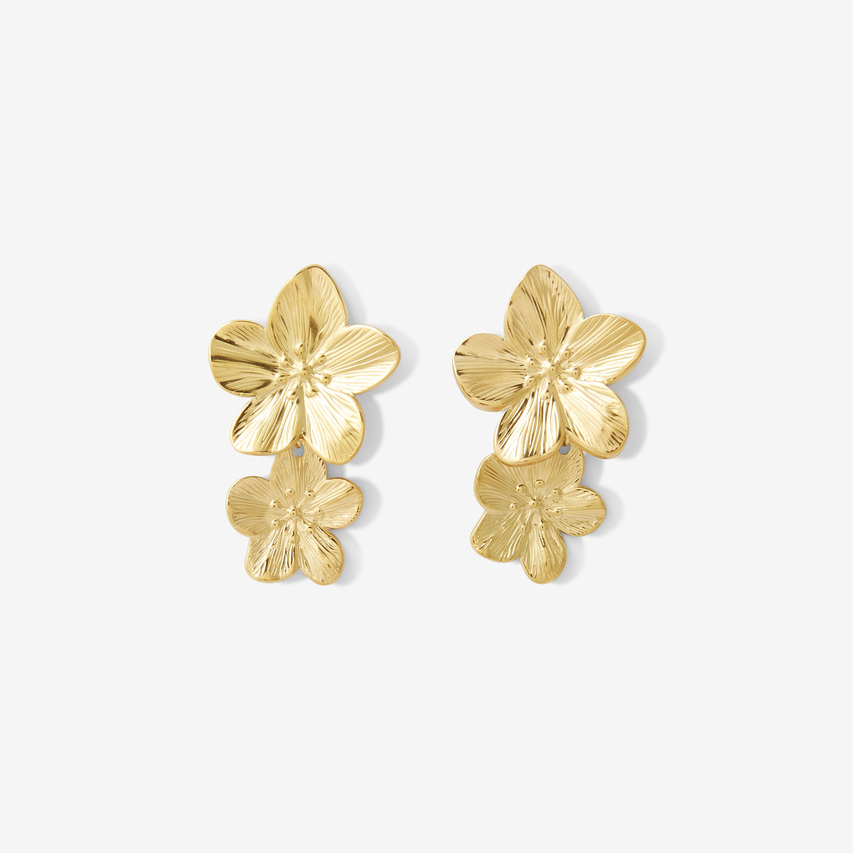 Boucles d'oreilles double fleur Acier inoxydable