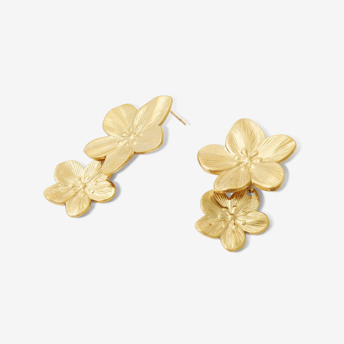 Boucles d'oreilles double fleur Acier inoxydable