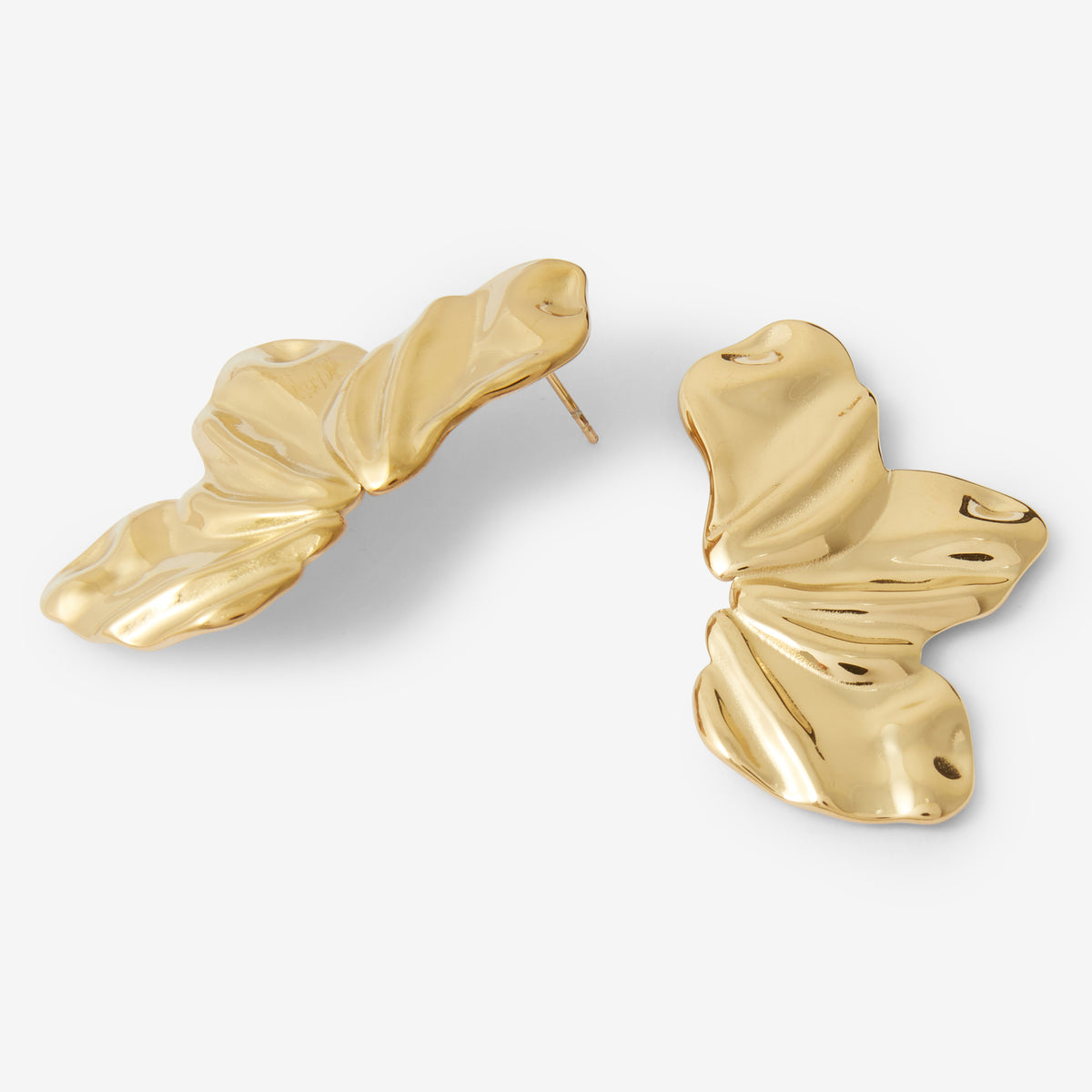 Boucles d'oreilles demi-feuilles dorées acier inoxydable